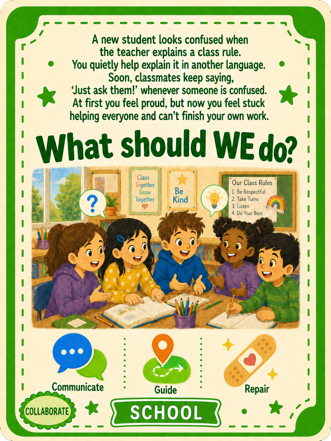 School cooperative challenge card